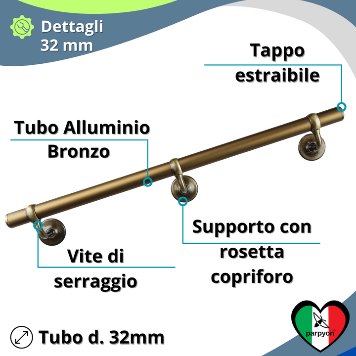 corrimano a muro scala tubo passamano #colore_bronzo