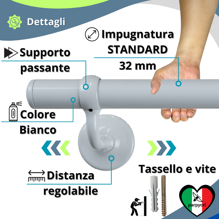 corrimano a muro scala tubo passamano #colore_bianco