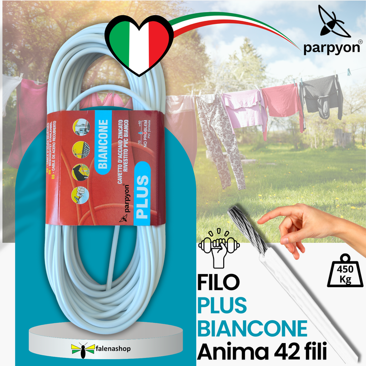 Filo per stendere il bucato da esterno anima Acciaio Plus 42 FILI d 4.5mm + KIT