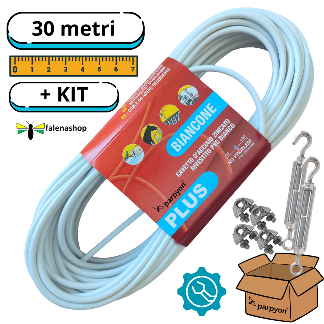 Filo per stendere il bucato da esterno anima Acciaio Plus 42 FILI d 4.5mm + KIT