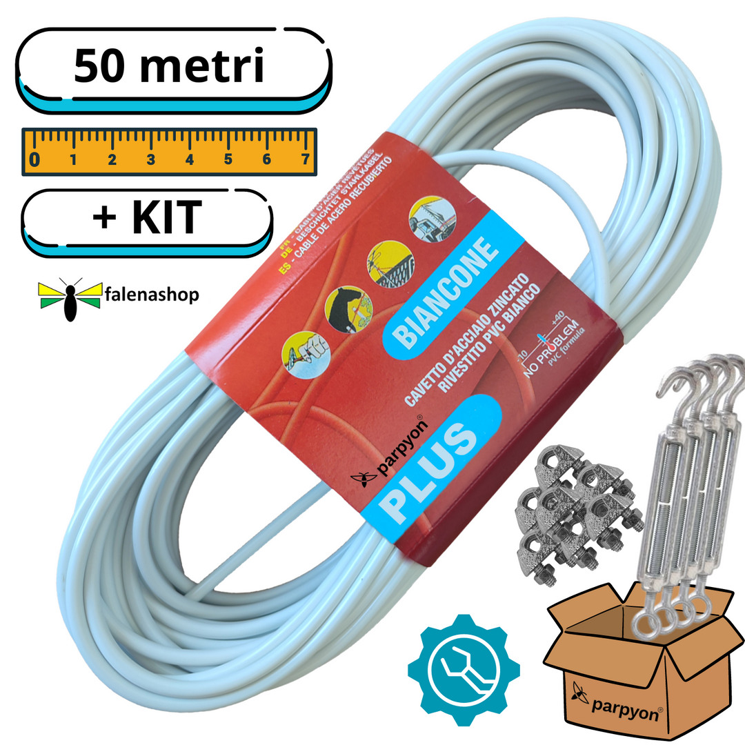 Filo per stendere il bucato da esterno anima Acciaio Plus 42 FILI d 4.5mm + KIT