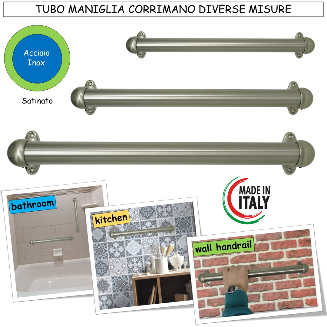 Corrimano Acciaio Inox Passamano a muro con supporti 519