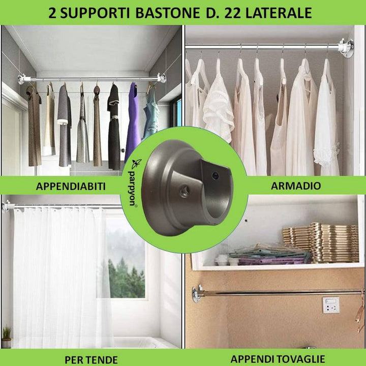 Supporti per bastoni tende in Metallo 888 2pz. + viti e tasselli