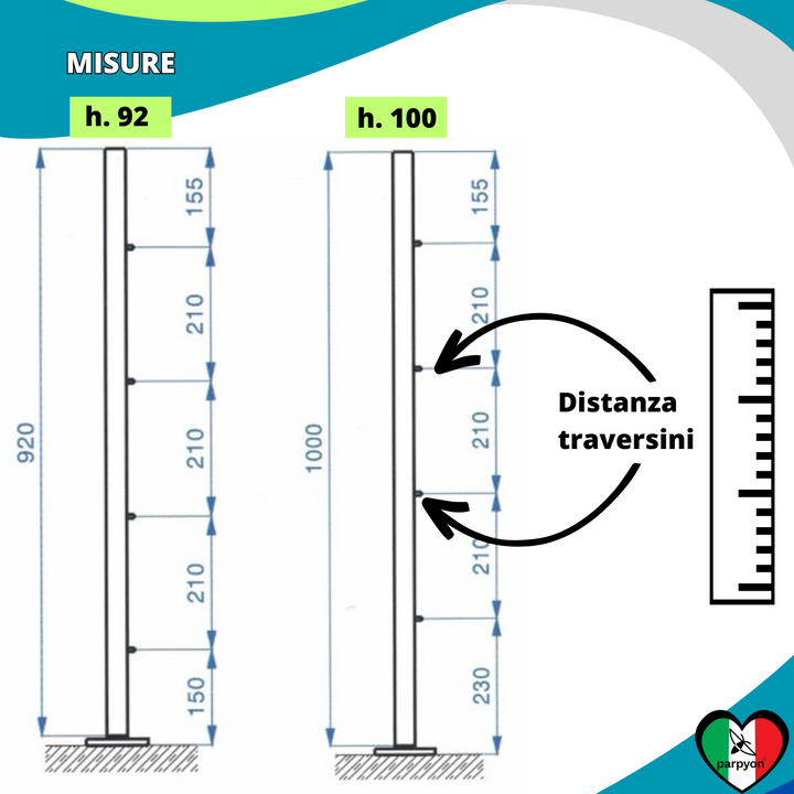 Montante per Ringhiera Fissaggio Pavimento