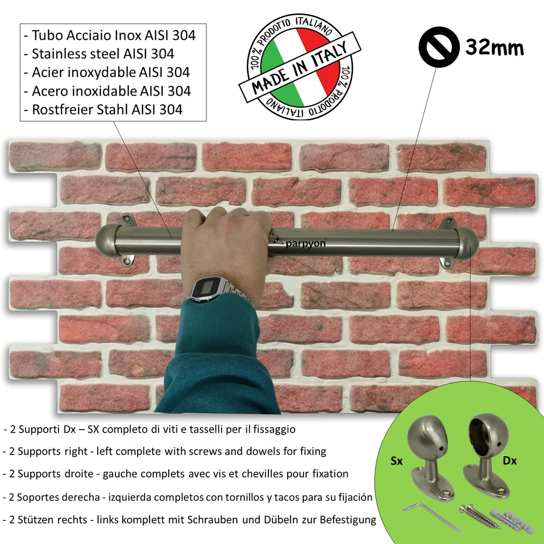 Corrimano Acciaio Inox Passamano a muro con supporti 519