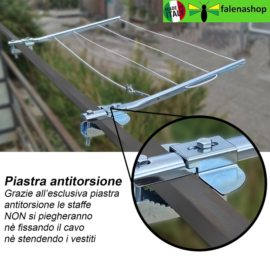 Bracci Stendibiancheria da balcone esterno per ringhiera (Fisso c/piastra)