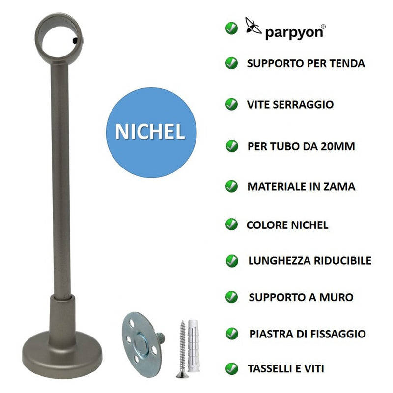 SUPPORTO A SOFFITTO 3,5 cm in Nichel per bastone Ø 20 mm tenda