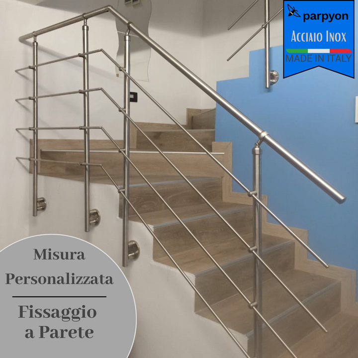 Ringhiera scala in Acciaio Inox Personalizzata - Fissaggio Parete