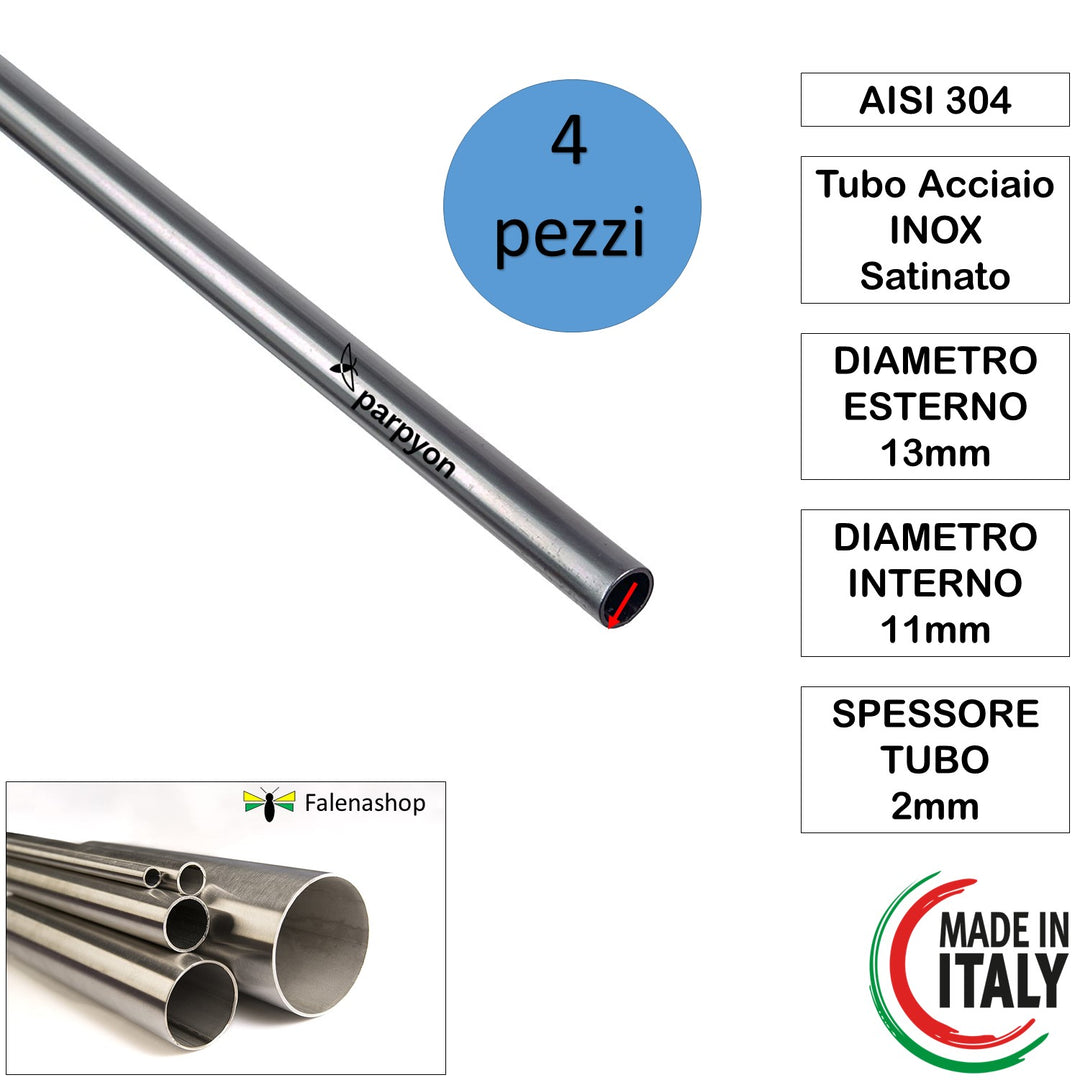 Accessori ringhiera Tubo in Acciaio Inox D. 13 mm - 4 Pezzi